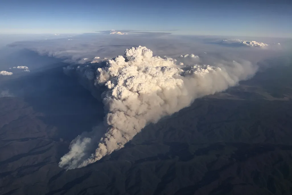 Aerial view of white smoke