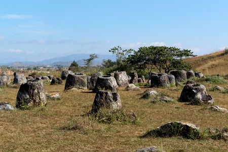 The Plain of Jars is an archaeological site with thousands of stone jars in Laos.