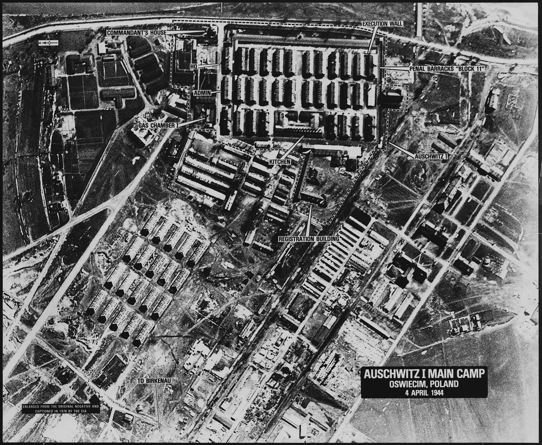 A 1944 aerial reconnaissance photo of Auschwitz