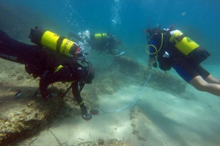 Archaeologists diving off the coast of Nabeul, Tunisia.