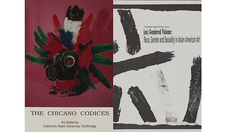 Exhibition announcement for The Chicano Codices, 1993. Kathy Vargas papers, 1980-2015. Archives of American Art, Smithsonian Institution. Exhibition catalog for (en)Gendered Visions: Race, Gender and Sexuality in Asian American Art, 1992. Kathy Vargas papers, 1980-2015. Archives of American Art, Smithsonian Institution.