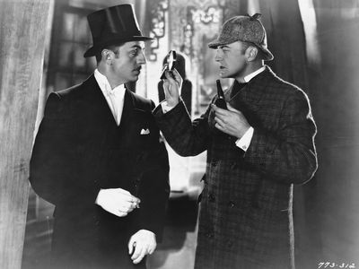 William Powell and John Barrymore in the Silent Film Sherlock Holmes, 1922