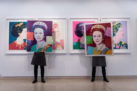 Prints from Warhol&#39;s Reigning Queens series&nbsp;ahead of a 2021 Christie&#39;s sale. These portraits depict the United Kingdom&#39;s Elizabeth II and&nbsp;Denmark&#39;s Margrethe II.