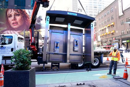 This pay phone, one of the last in New York City, was removed from Times Square at the end of May.