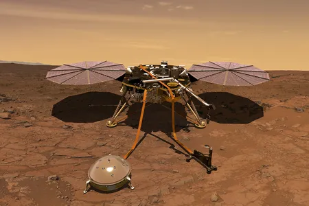 An artistic rendering of InSight on Mars