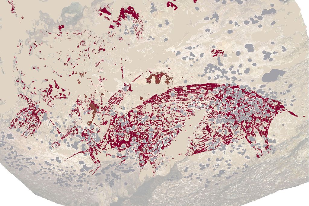 Indonesian cave art with a red pigmentation