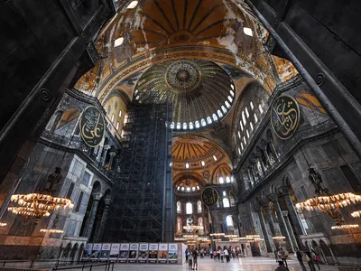 Tourists visit the Hagia Sophia in Istanbul in 2020.