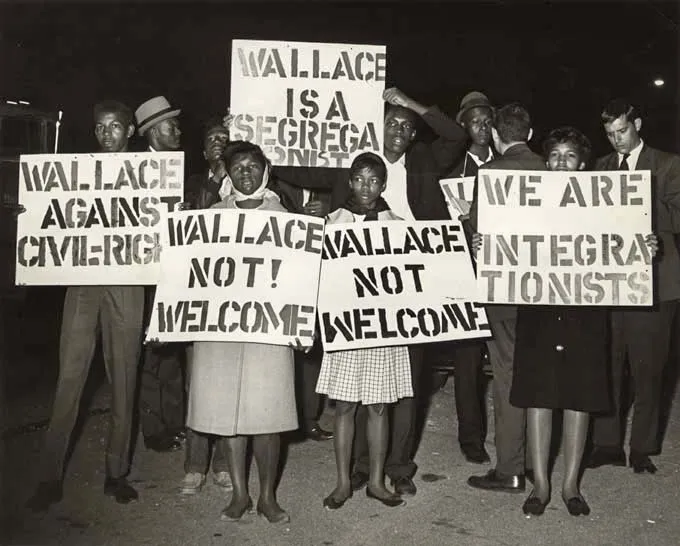 Black protesters at a Wallace campaign stop in Gary, Indiana, circa 1964