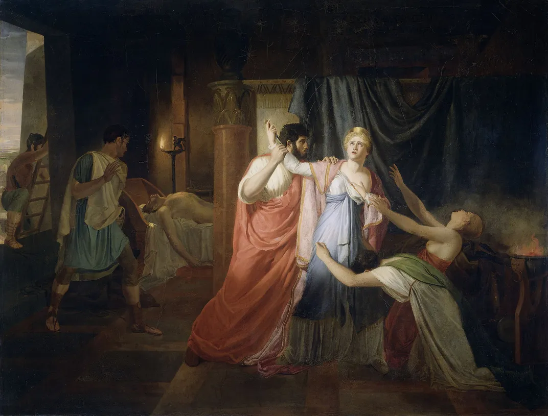 A 19th-century depiction of the deaths of Antony and Cleopatra