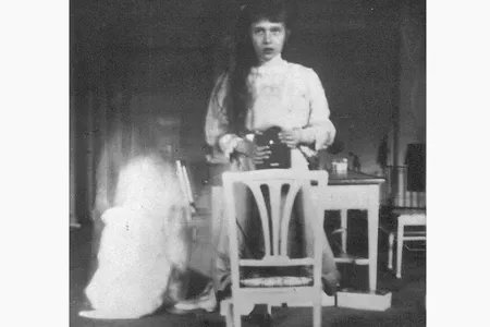 Grand Duchess Anastasia Nikolaevna shot her own mirror selfie in 1913. The picture,taken five years before she was killed, shows a young woman of 13 looking herself in the eye, stabilizing the camera on a chair in front of a mirror.  