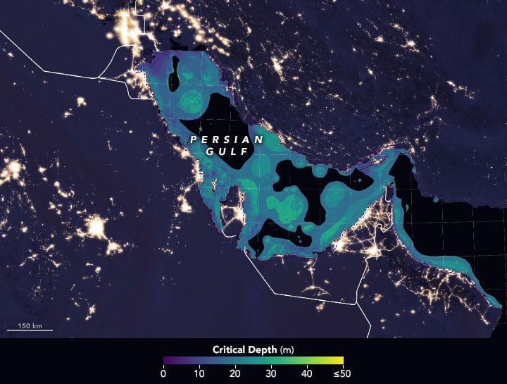 Map of light pollution near Persian Gulf