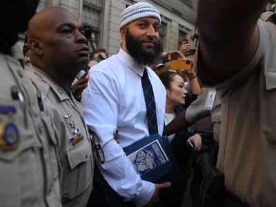 Adnan Syed, the subject of a 2014 investigation led by Sarah Koenig on the podcast &ldquo;Serial,&rdquo;&nbsp;leaves the courthouse after being released from prison.
