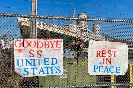 The ship has been docked in Philadelphia since 1996.