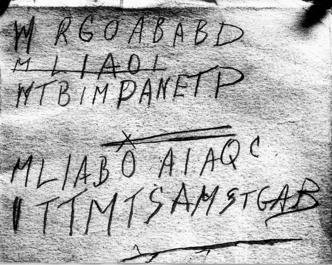 The supposedly coded message found in the back of a copy of the Rubaiyat of Omar Khayyam