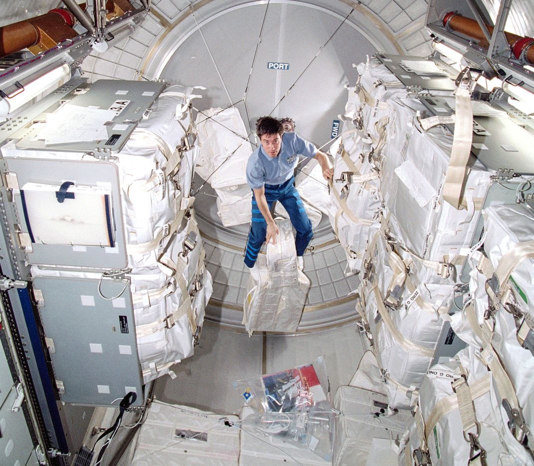 Sergei Krikalev in ISS cargo module