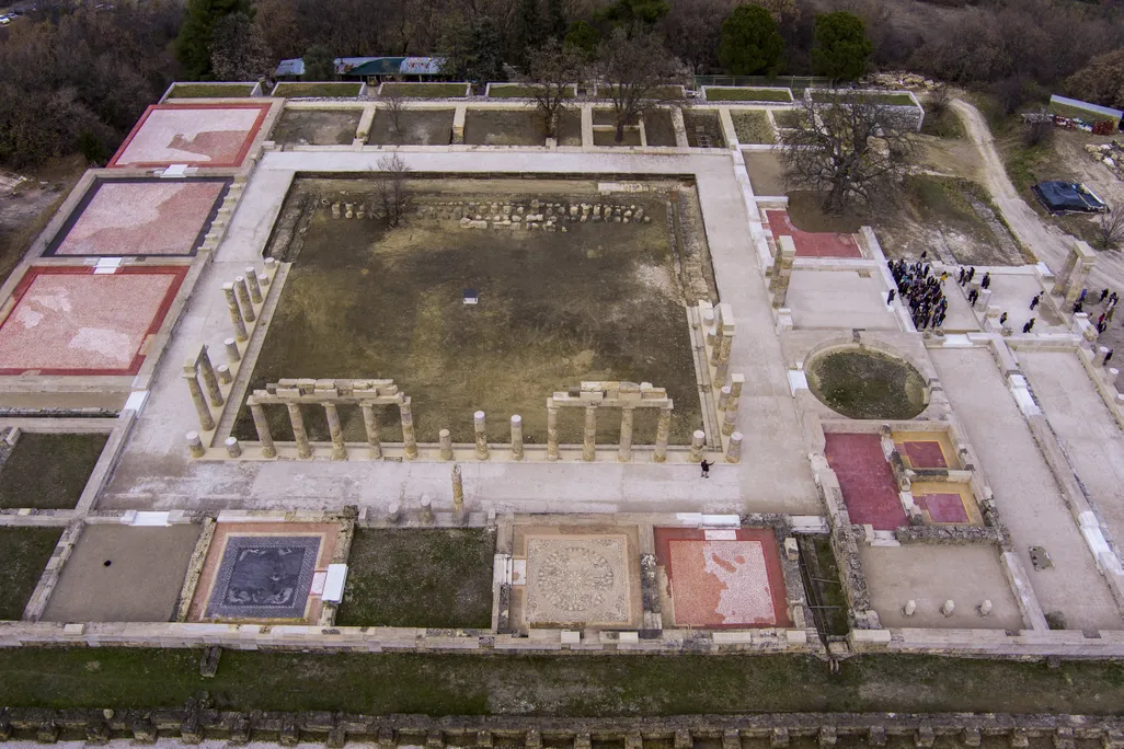 Palace of Aigai aerial view