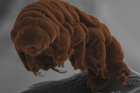 Ramazzottius varieornatus, a species of tardigrade, photographed with scanning electron microscope