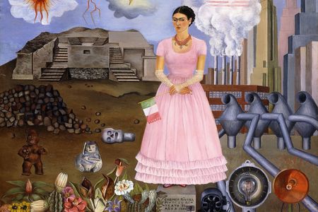 Self-Portrait on the Border Line Between Mexico and the United States, 1932, by Frida Kahlo (Colección Maria y Manuel Reyero, New York) 