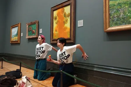In 2022, Just Stop Oil protesters threw tomato soup onto the glass protecting Vincent van Gogh&#39;s Sunflowers.