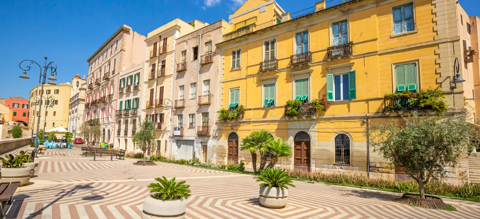  Colorful piazza in Cagliari, Sardinia 