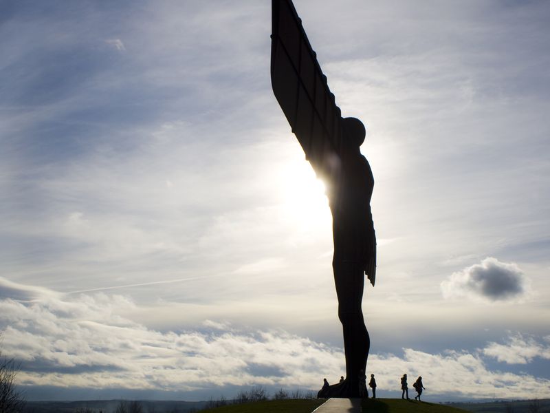 Angel of the North, 20m tall, with wings measuring 54m across, towers