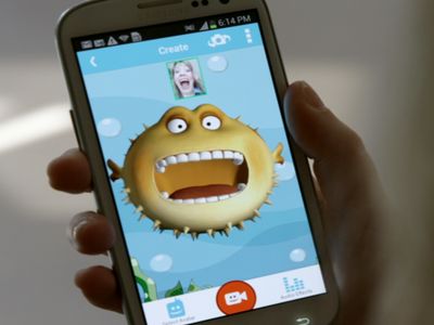 The default cartoon alter-ego mimics your facial expressions in real time messages to your friends.