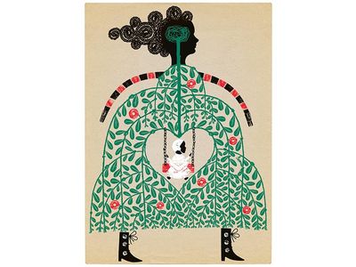 mom illustration with baby in heart