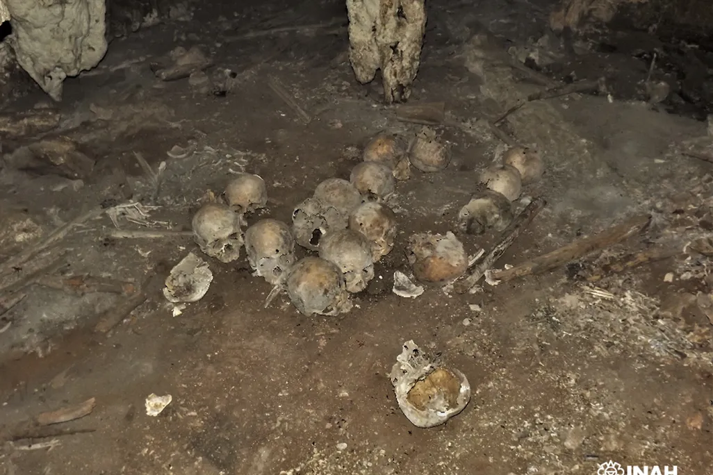 Skulls found in a cave in Mexico in 2012