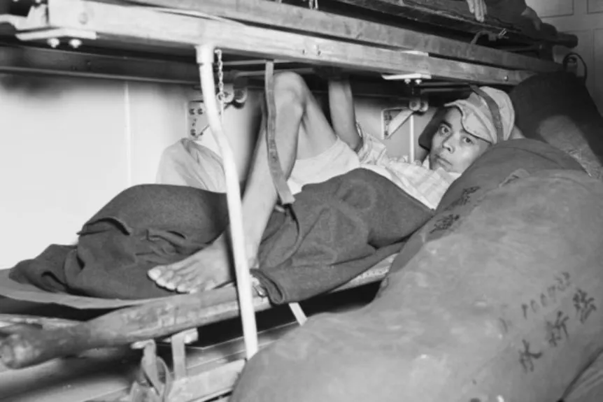 A Japanese POW who was wounded during the Cowra breakout
