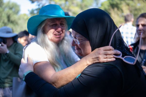 Ghadir Hani, a Bedouin peace activist, cries over the death of her Jewish friend, Vivian thumbnail