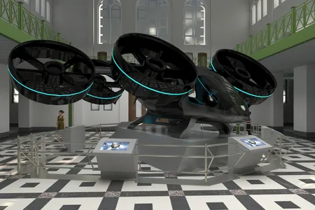 An artist’s rendering of the Bell NEXUS on display in the Smithsonian Arts & Industries Building on the National Mall.