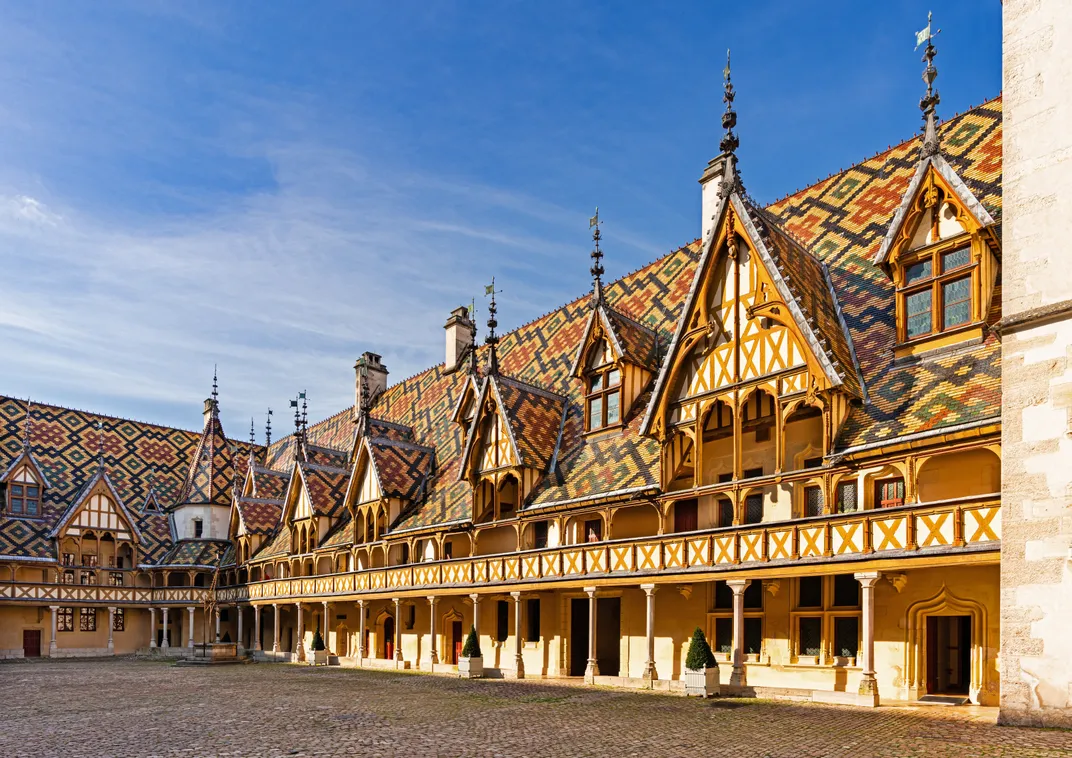 The Hospices de Beaune, a medieval hospital that is now home to a famous wine auction