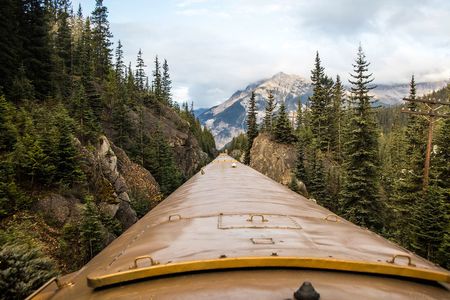 The Rocky Mountaineer traverses through the Canadian Rockies.