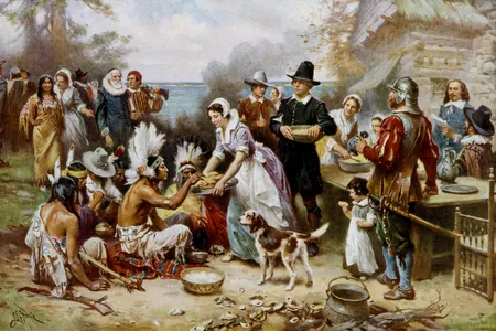 Thanksgiving tells the story of a landmark moment of coexistence, multiculturalism and even neighborliness (above: The First Thanksgiving, 1621, Jean Leon G. Ferris) when Native Americans taught Pilgrims to farm, and shared a meal with them after a successful harvest in 1621.