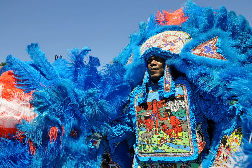 A Mardi Gras Indian at a New Orleans jazz festival in 2011