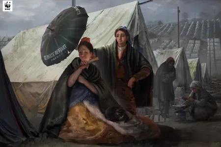 El Quitasol (The Parasol) by Francisco del Goya, digitally doctored into a scene that portrays the consequences of climate change