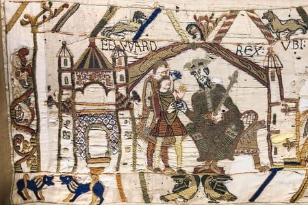 Scene from the Bayeux Tapestry, which famously depicts William the Conqueror's victory over the so-called Anglo-Saxons