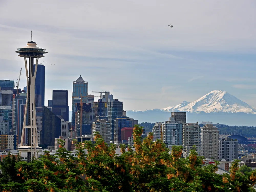 The Seattle skyline and Mount Rainier