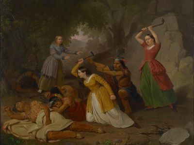 Junius Brutus Stearns, "Hannah Duston Killing the Indians" (1847). Oil on canvas.