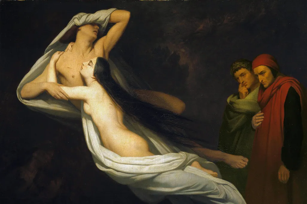 Ary Scheffer, The Ghosts of Paolo and Francesca Appear to Dante and Virgil, 1835