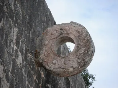 The Maya played games like pok-a-tok, in which players hit a rubber ball through a stone circle such as this one in the ancient city of Chichen Itza.