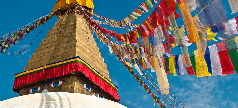  Prayer flags at Boudhanath Stupa, Kathmandu, Nepal 