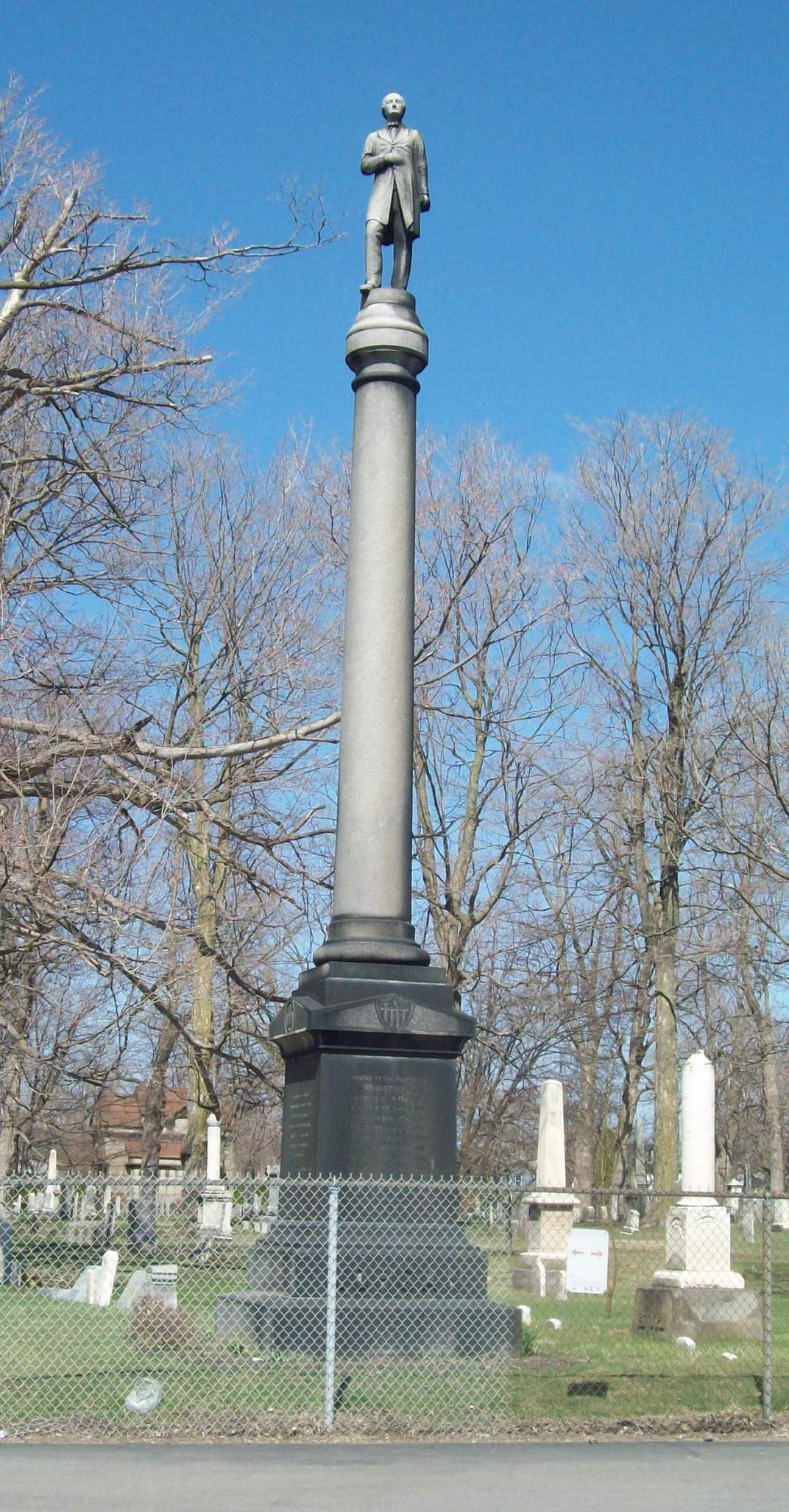 A pillar dedicated to Morgan at Batavia Cemetery