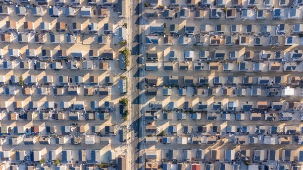 Aerial view of the small houses in Ortley Beach on the Jersey Shore. thumbnail