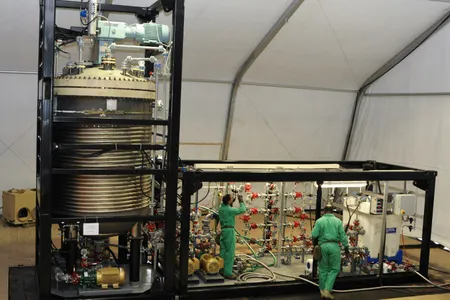 The Field Deployable Hydrolysis System is built to neutralize chemical weapons on site.