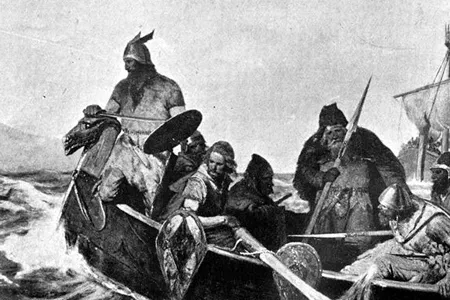 Vikings sailing to Iceland