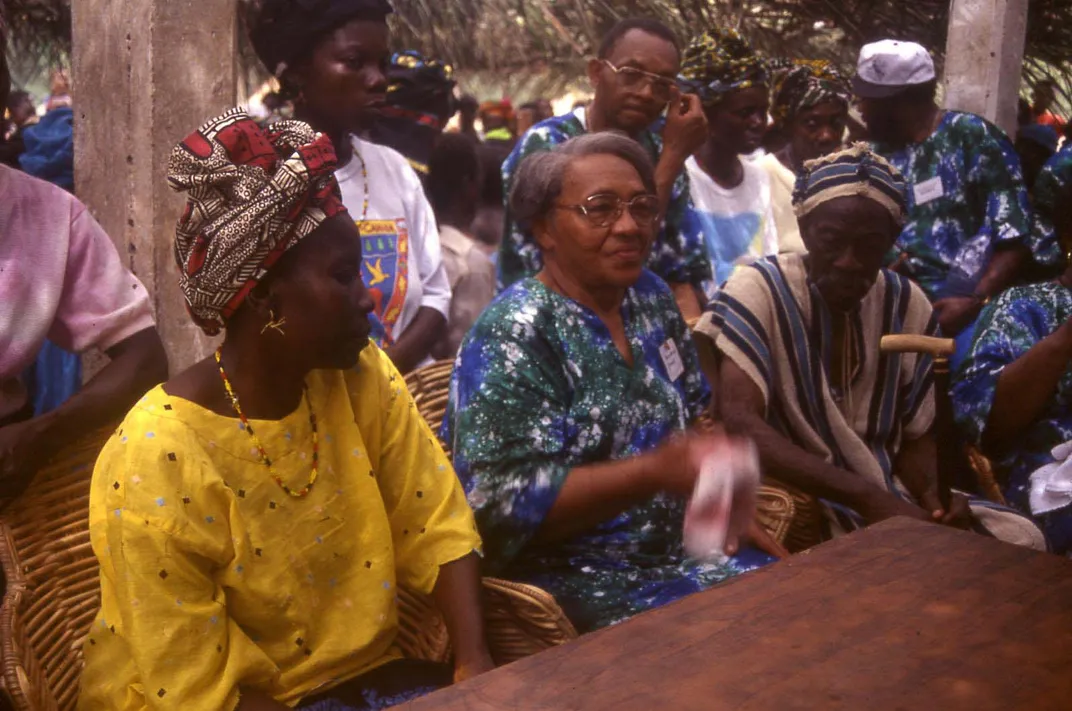 Baindu Jabati (left) and Mary Moran (center) met in Sierra Leone in 1997.