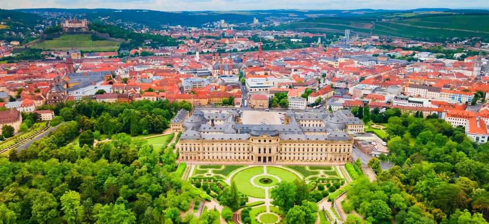  Town of Wurzburg and the Wurzburg Residenz (foreground), Germany 