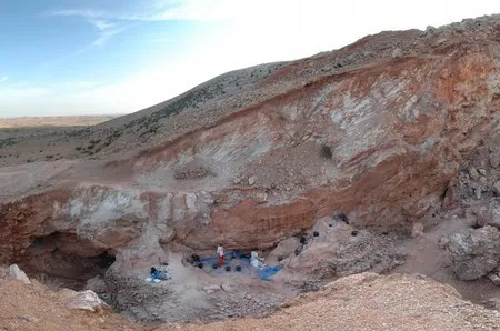 View looking south of the Jebel Irhoud site in Morocco, where the fossils were found