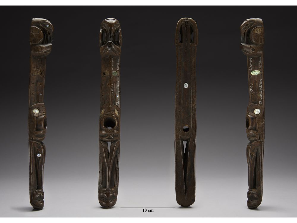 Four views of a Shee aan. SI Catalog #E7899. (Brittany M. Hance, Smithsonian)
